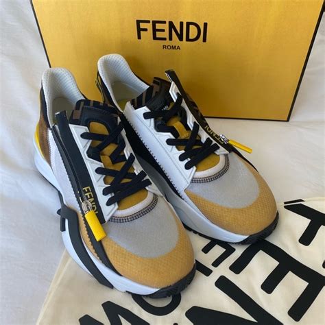 fendi sock sneakers yellow|fendi suede sneakers.